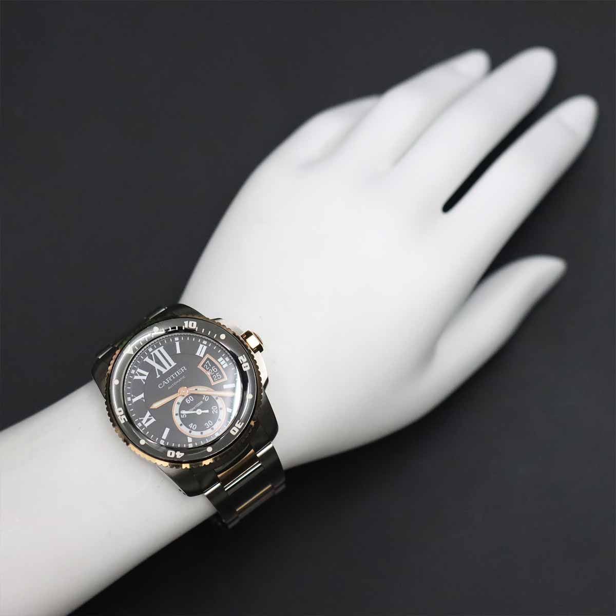 Caliber de Cartier Diver W7100054 Date 750 PG Black Dial Mens