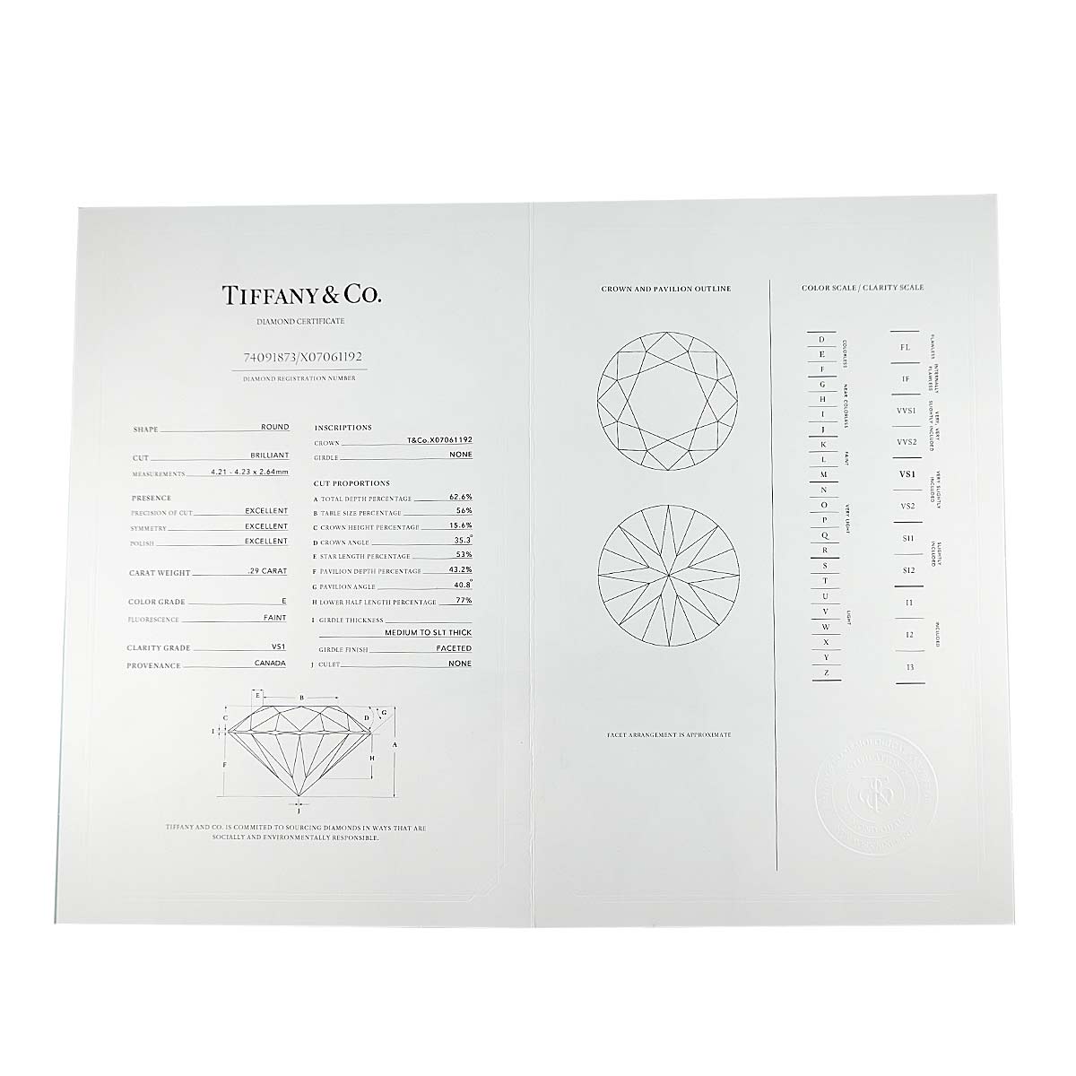 Diamond 0.29ct E/VS1/3EX Ring Pt Platinum Size4(US)