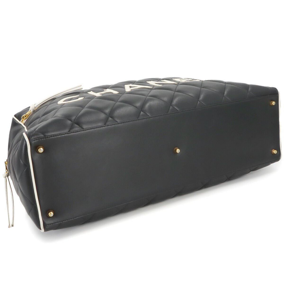 CHANEL Sports Line Matelasse Boston Bag Leather Black Vintage Bowling