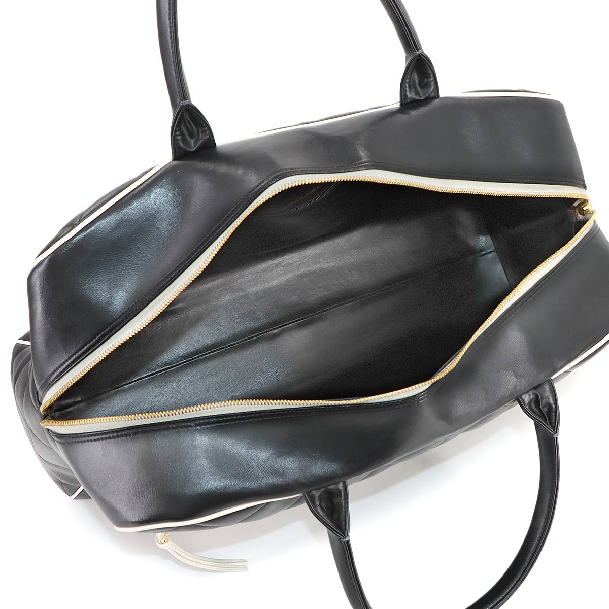 CHANEL Sports Line Matelasse Boston Bag Leather Black Vintage Bowling