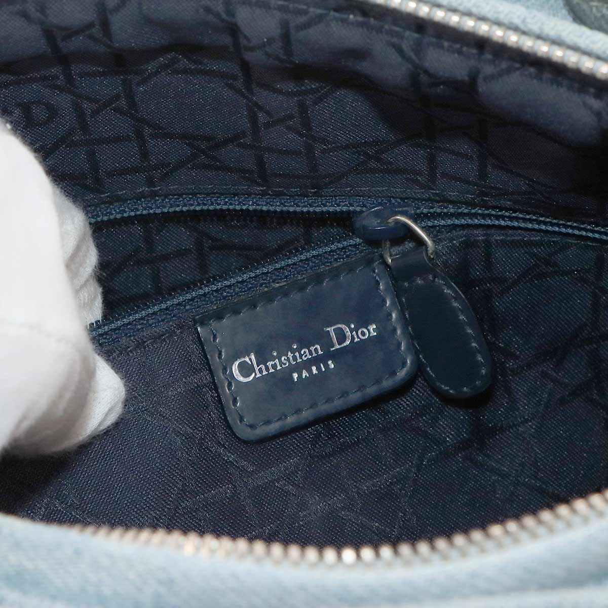 Lady Dior Large 2way Hand Shoulder Bag Denim Purse