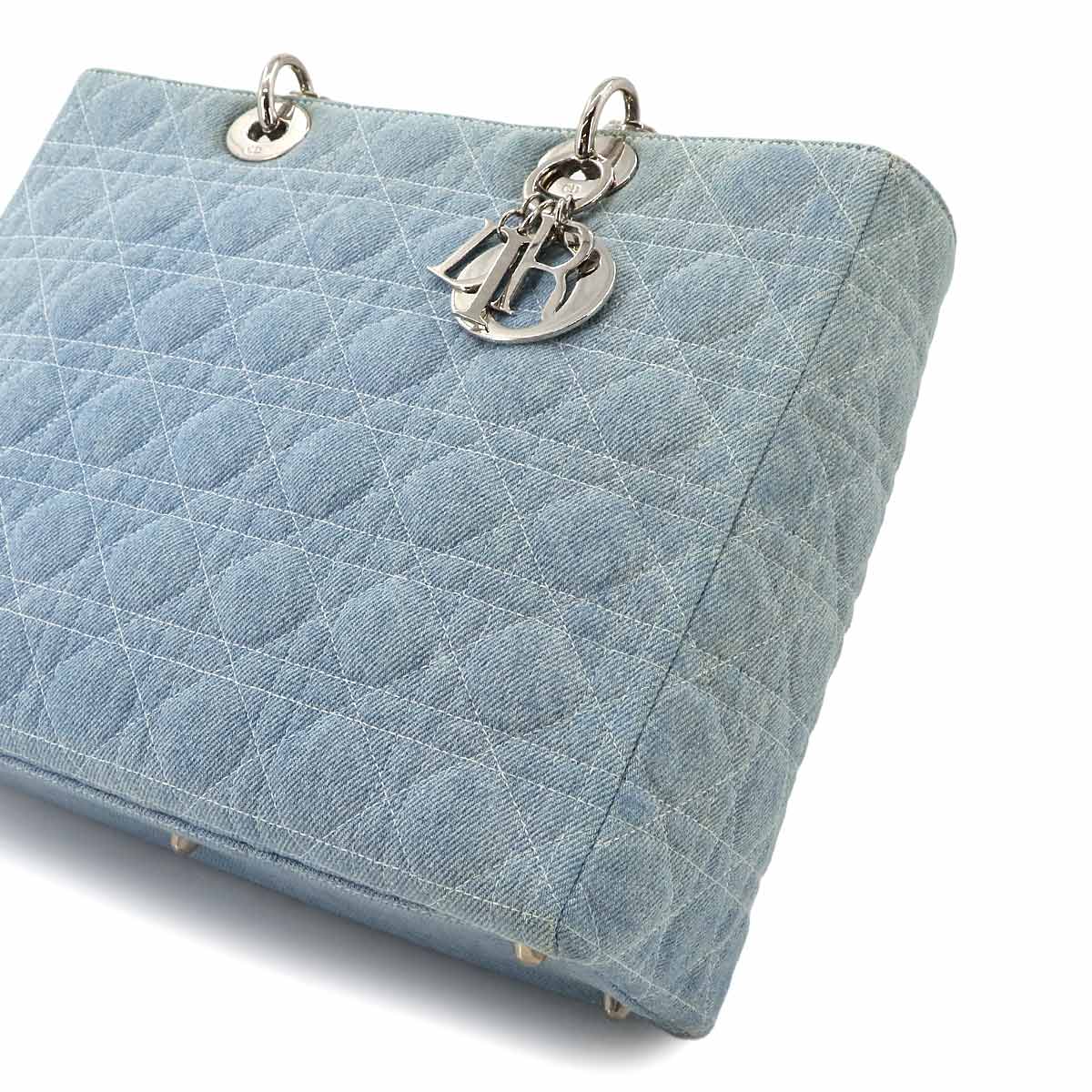 Lady Dior Large 2way Hand Shoulder Bag Denim Purse