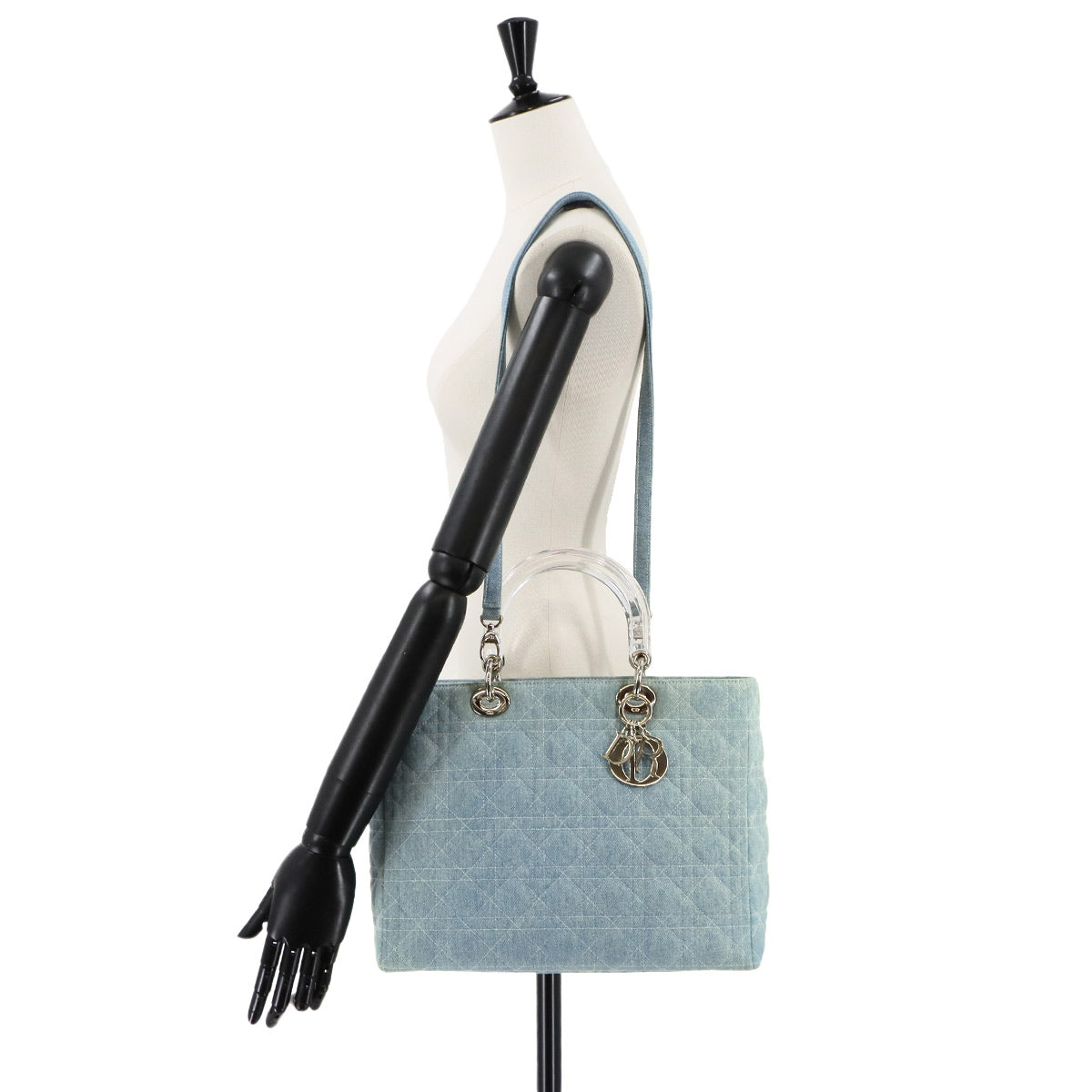 Lady Dior Large 2way Hand Shoulder Bag Denim Purse