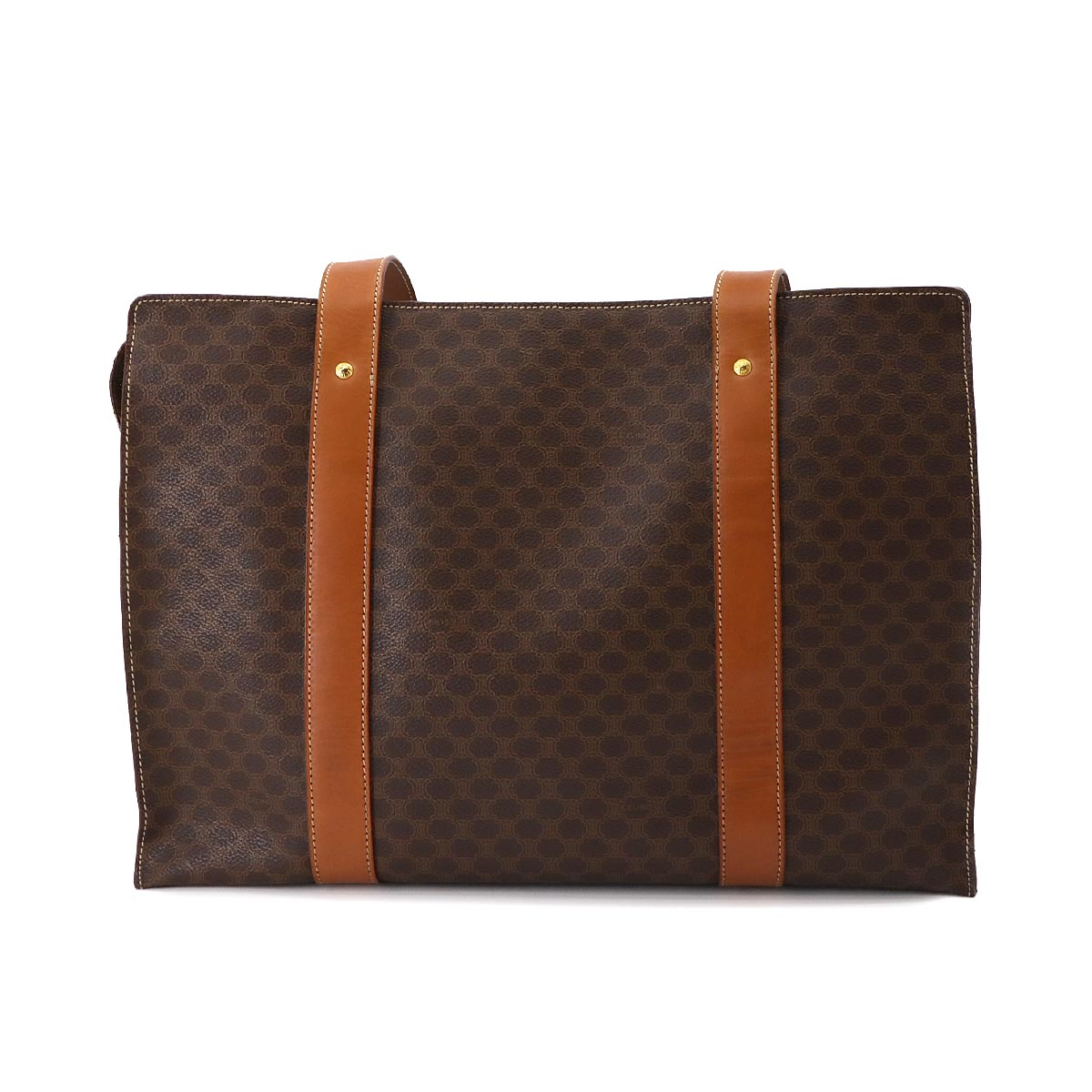 CELINE Macadam Tote Bag PVC Leather Brown Vintage Purse