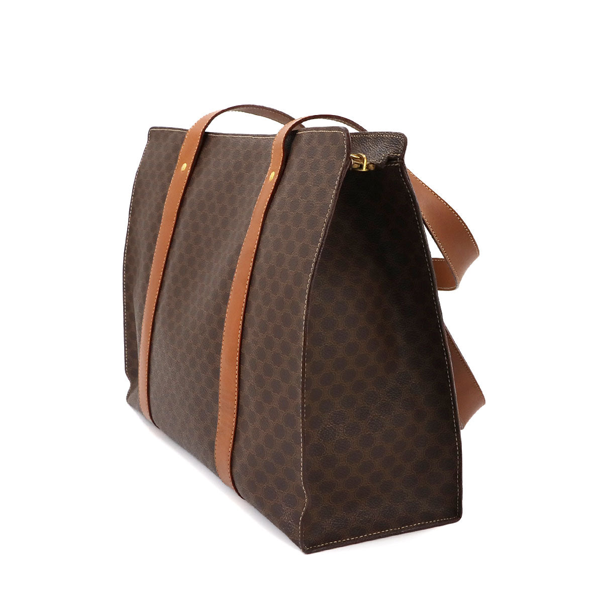 CELINE Macadam Tote Bag PVC Leather Brown Vintage Purse