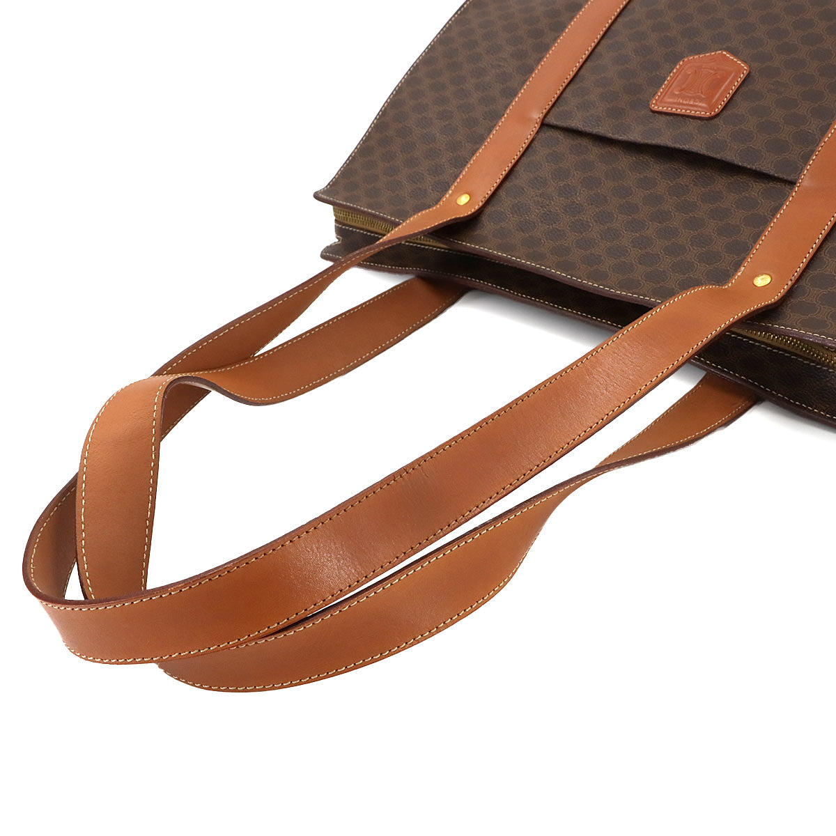 CELINE Macadam Tote Bag PVC Leather Brown Vintage Purse