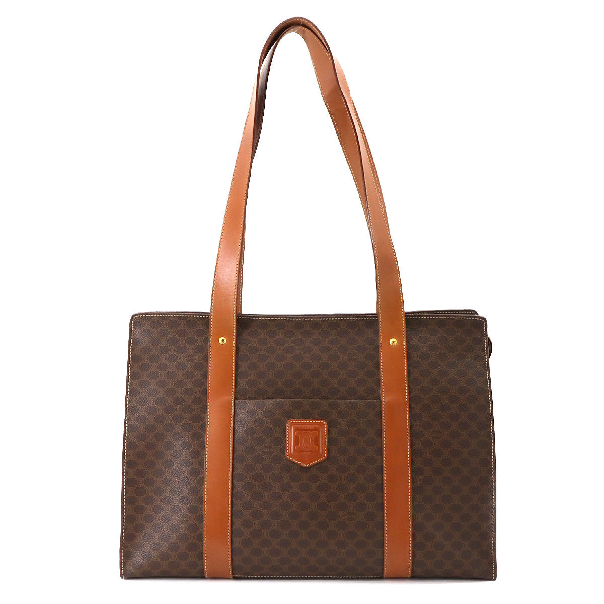 CELINE Macadam Tote Bag PVC Leather Brown Vintage Purse