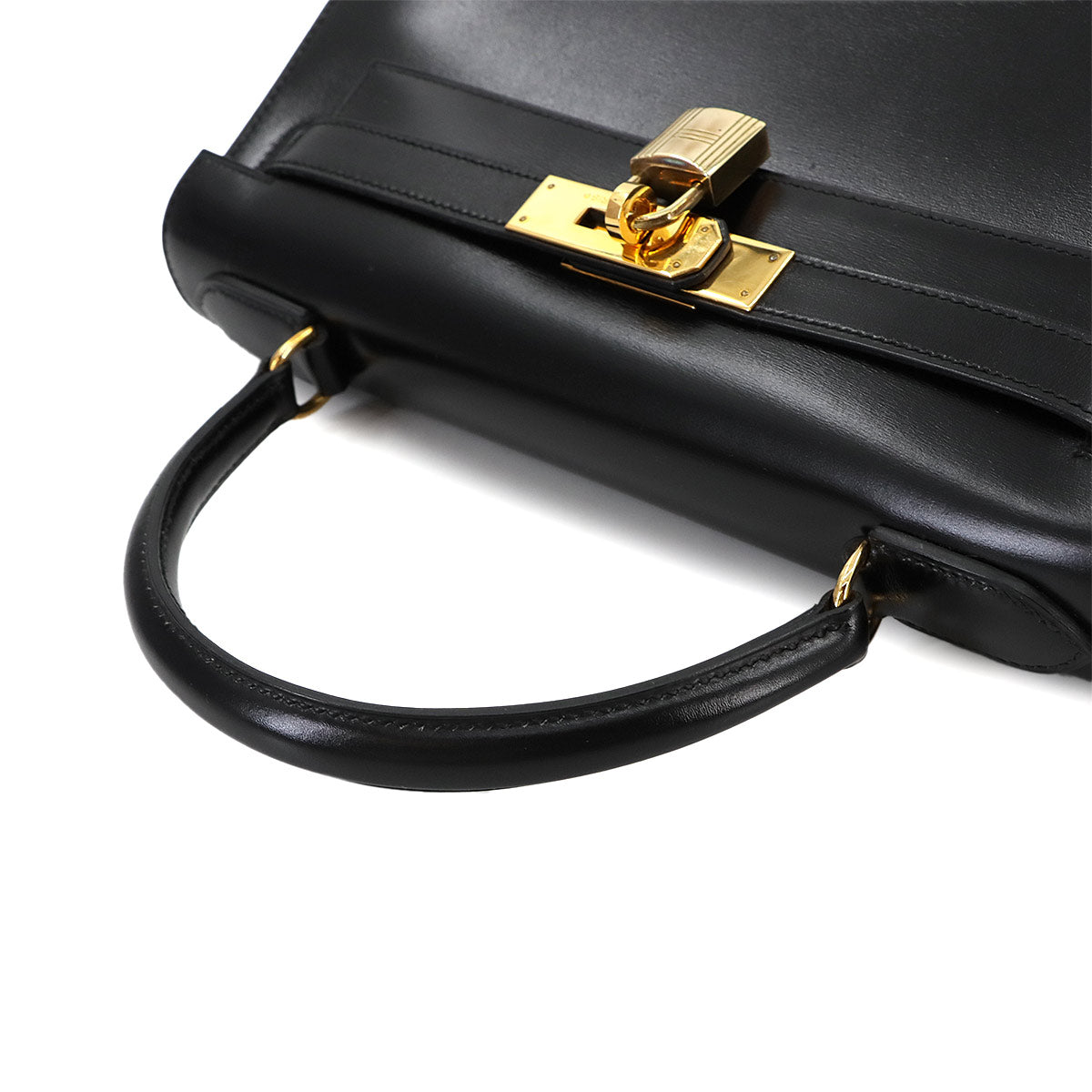 Kelly 28 2way Hand Shoulder Bag Box carf Black Purse 90272735