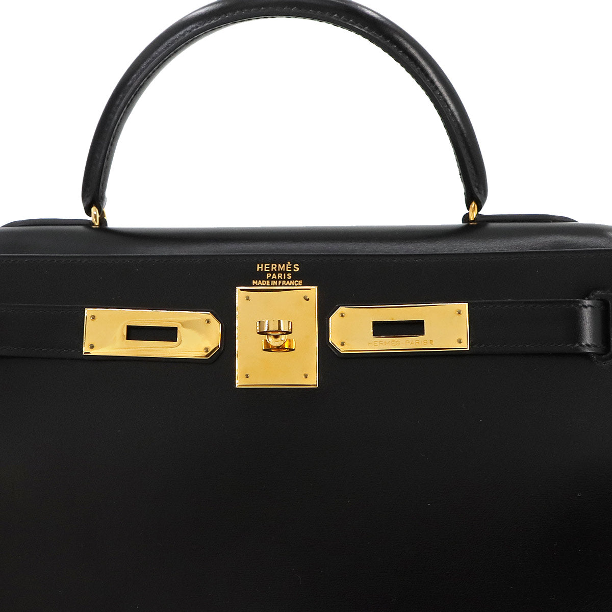 Kelly 28 2way Hand Shoulder Bag Box carf Black Purse 90272735