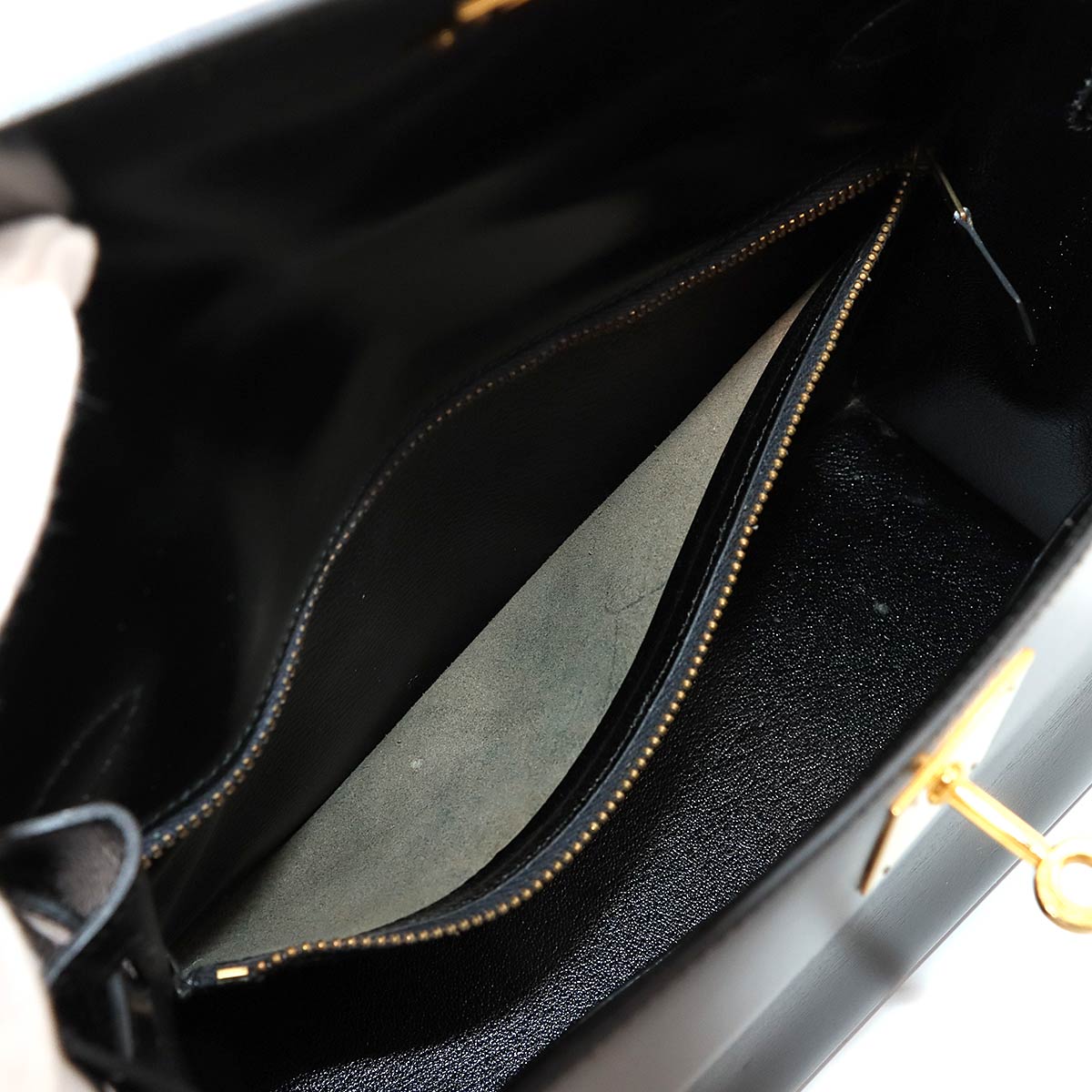 Kelly 28 2way Hand Shoulder Bag Box carf Black Purse 90272735