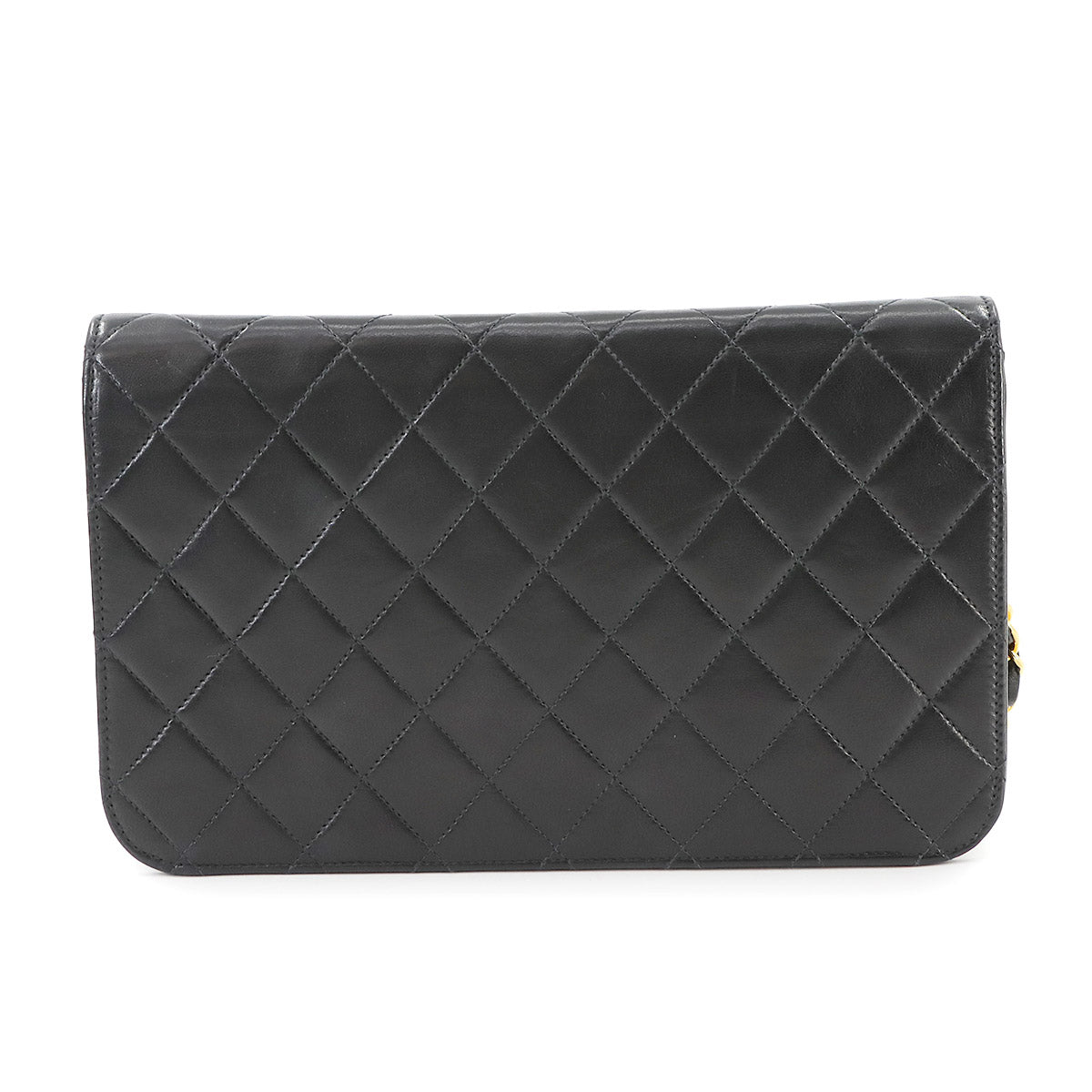 Matelasse Chain Shoulder Bag Leather Black Vintage