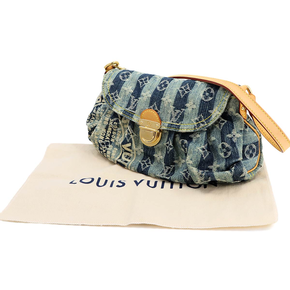 Monogram Denim Mini Pleaty Raye Shoulder Bag Blue M95333