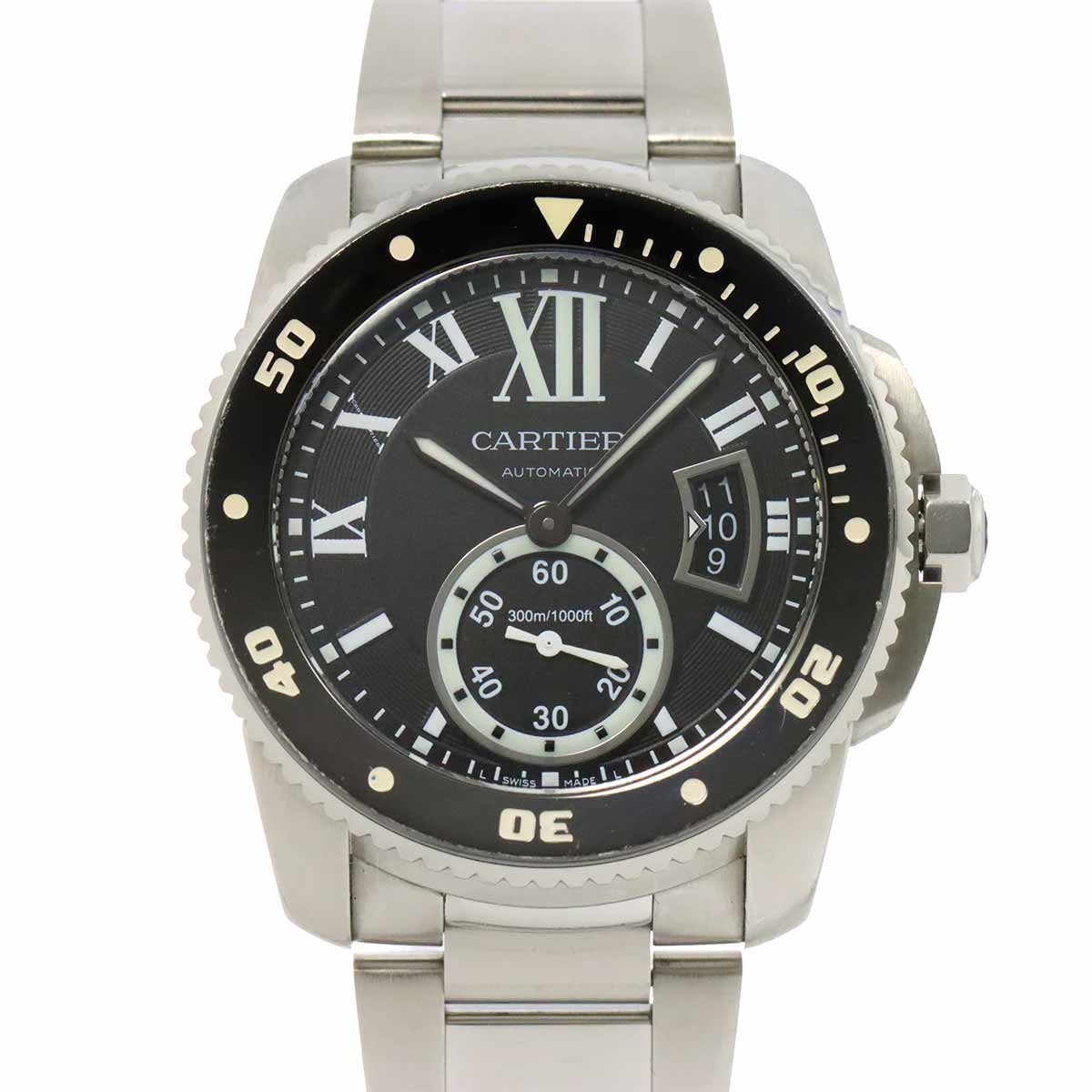 Calibre de Cartier Diver W7100057 Date Black Dial Mens Watch