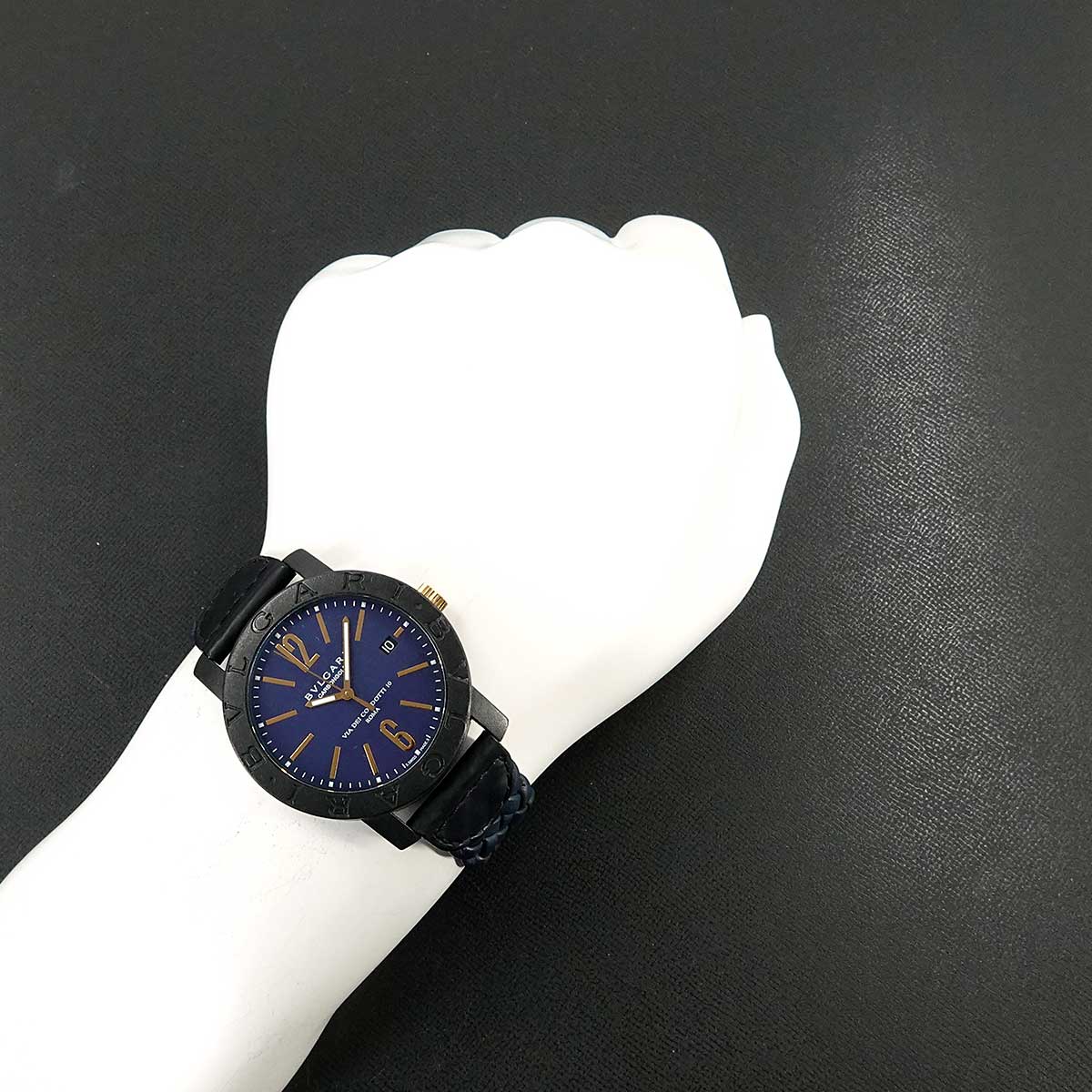 BVLGARIBVLGARI Carbon Gold BB40CL 750 YG Blue Dial Mens