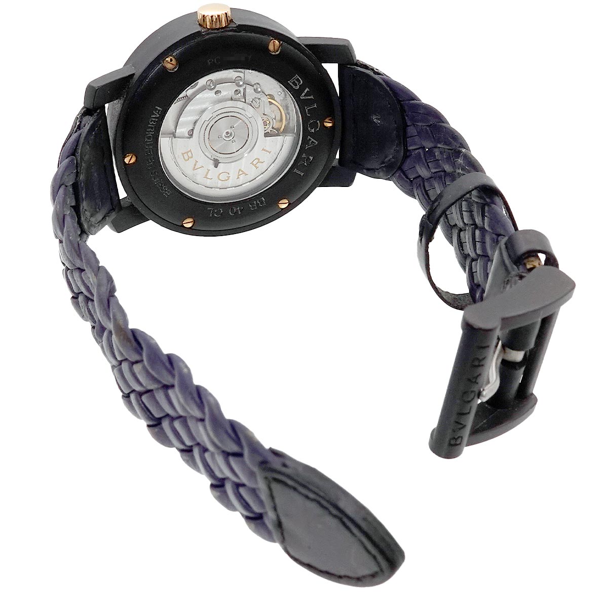 BVLGARIBVLGARI Carbon Gold BB40CL 750 YG Blue Dial Mens