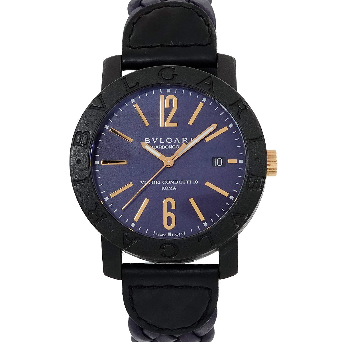 BVLGARIBVLGARI Carbon Gold BB40CL 750 YG Blue Dial Mens