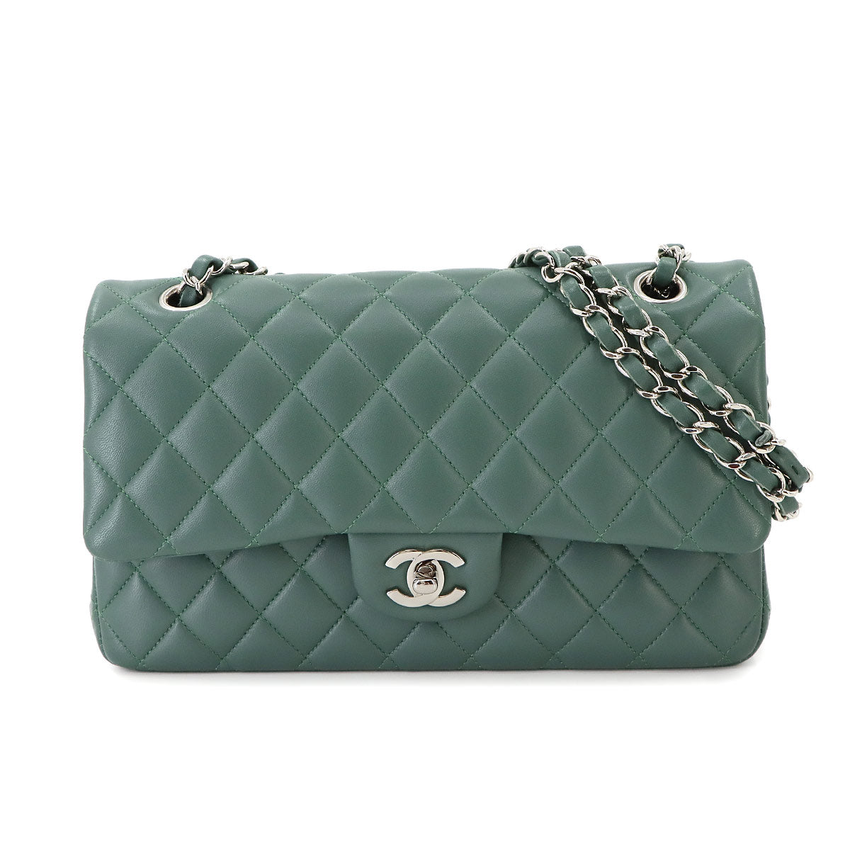 Matelasse 25 Chain Shoulder Bag Leather Green A01112 Purse