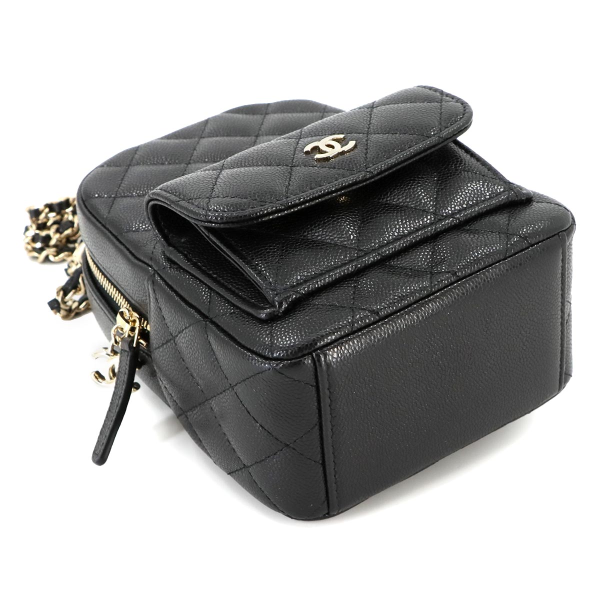 Matelasse Chain Mini Backpack Leather Black AP3753