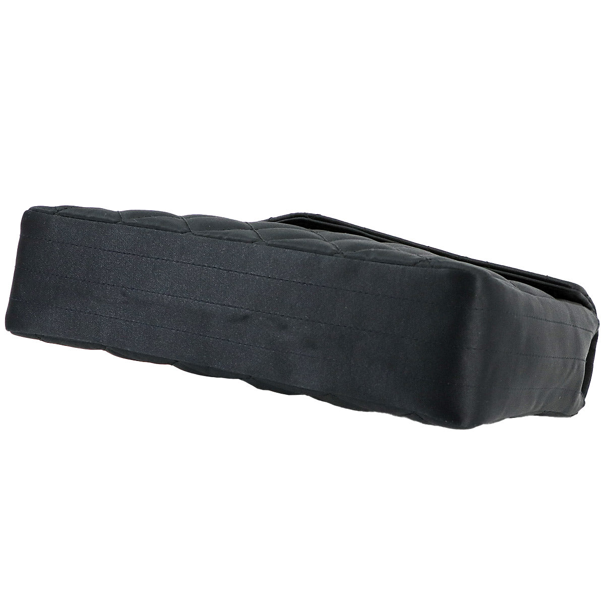 Matelasse Chain Shoulder Bag Satin Black Rhinestone Bijou