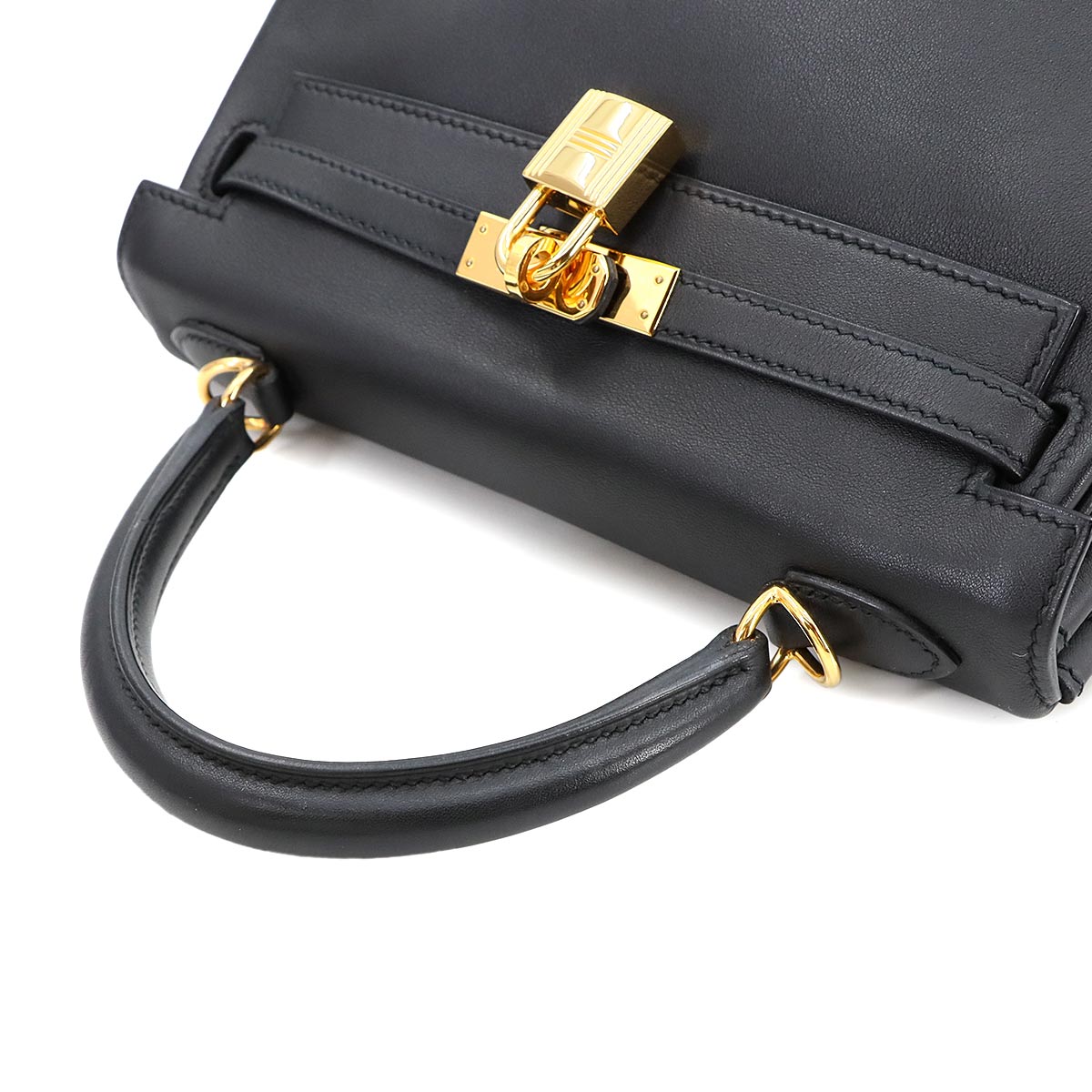 Kelly 25 2way Hand Shoulder Bag Veau Swift Black Purse 90273030