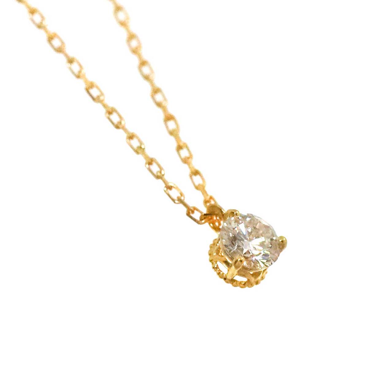 Diamond 0.10ct Necklace 18K YG Yellow Gold 750
