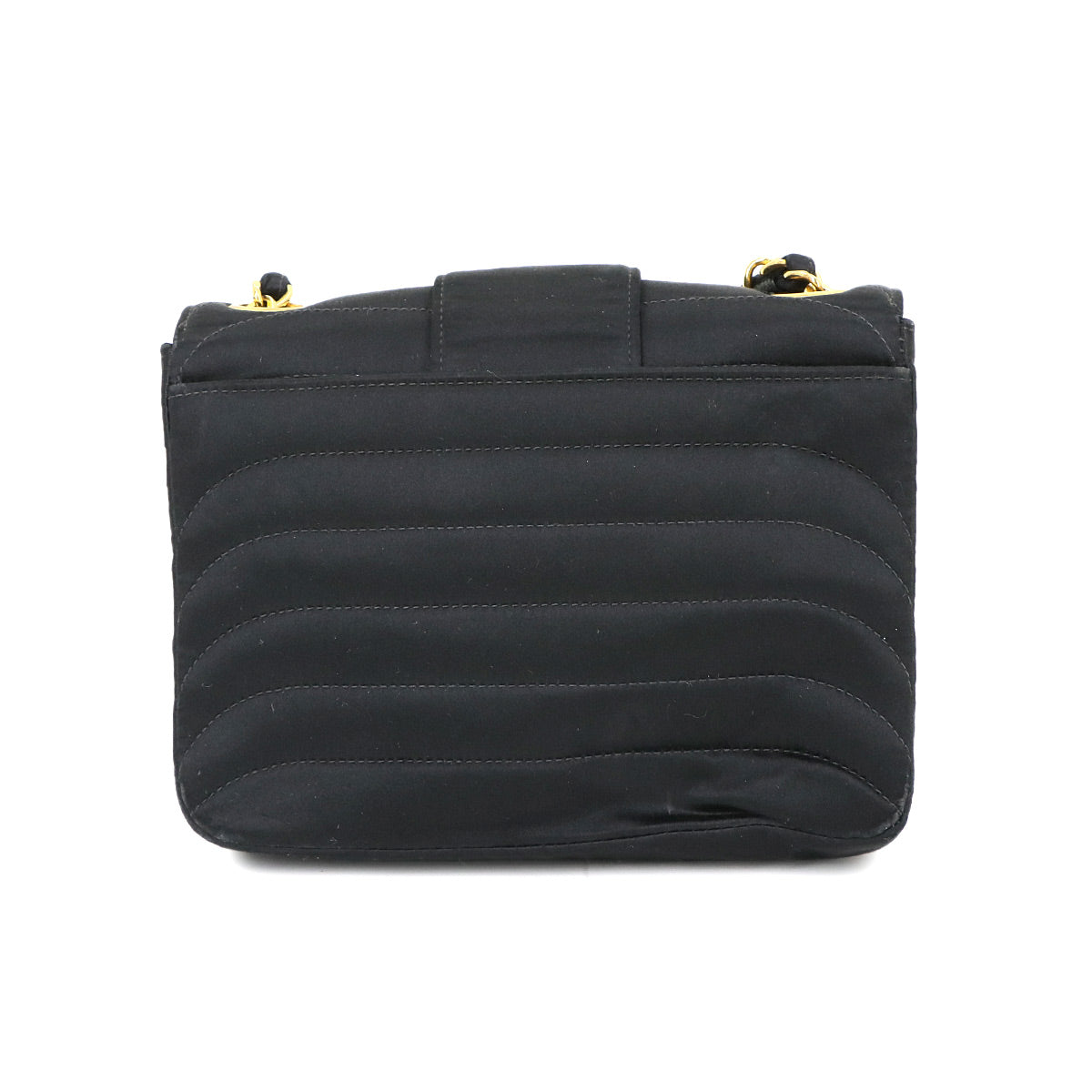 Mini Mademoiselle Chain Shoulder Bag Satin Black Vintage Purse