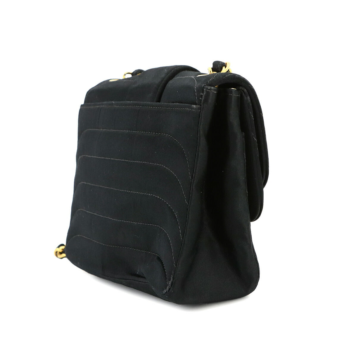 Mini Mademoiselle Chain Shoulder Bag Satin Black Vintage Purse