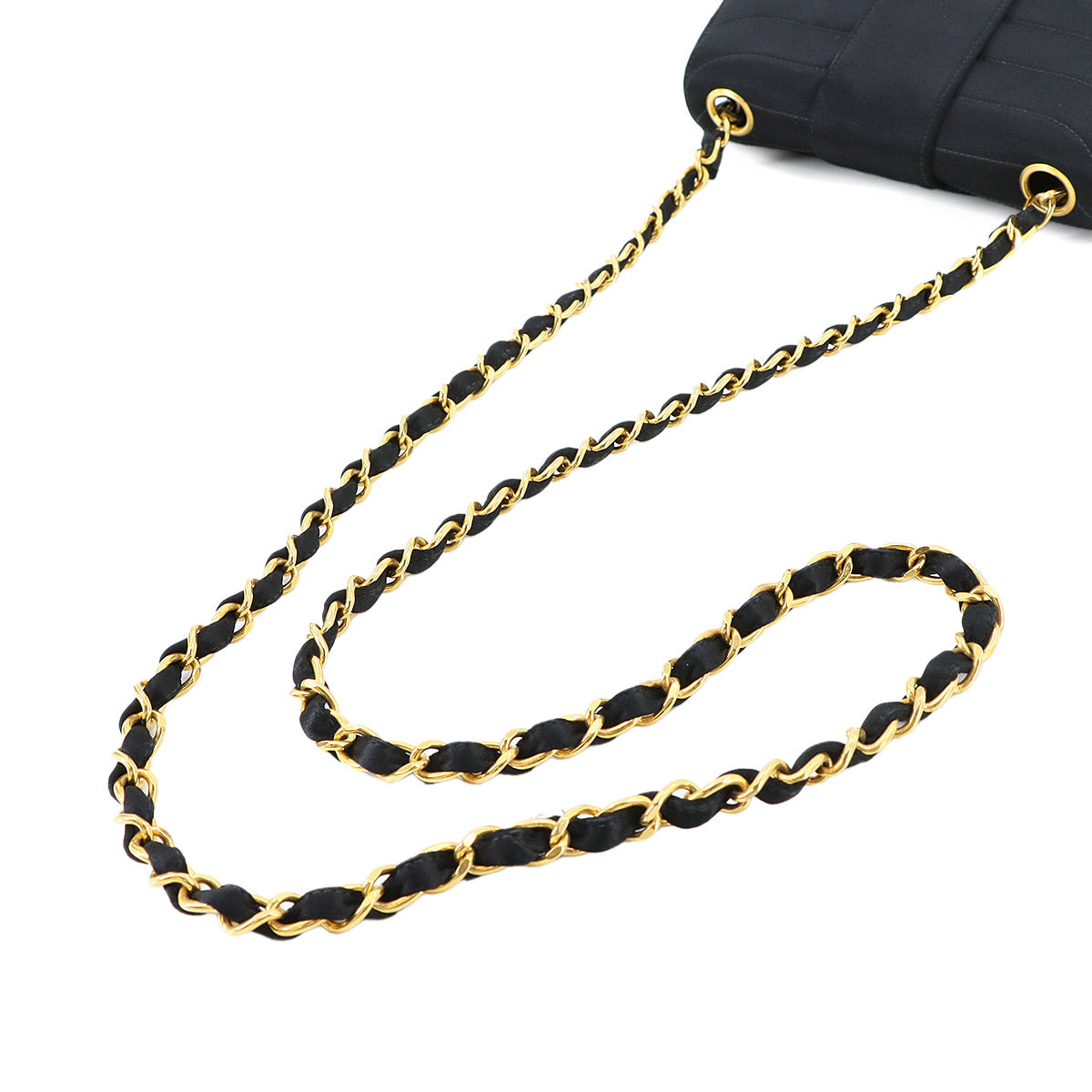 Mini Mademoiselle Chain Shoulder Bag Satin Black Vintage Purse