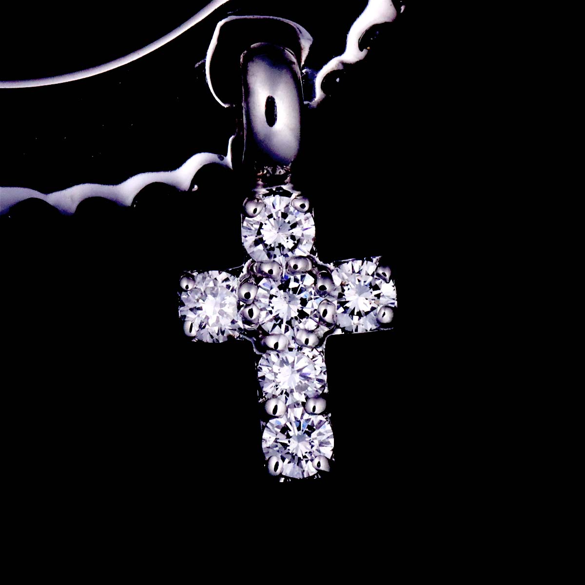 Ponte Vecchio Cross Motif Diamond 0.33ct Ring 18K WG 750 Size4.75-5(US)