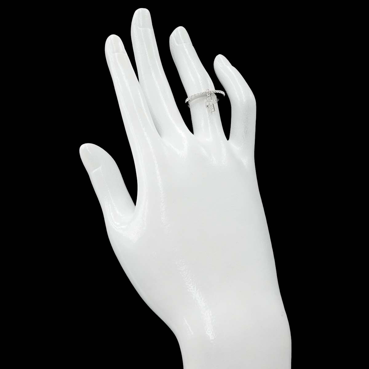 Ponte Vecchio Cross Motif Diamond 0.33ct Ring 18K WG 750 Size4.75-5(US)