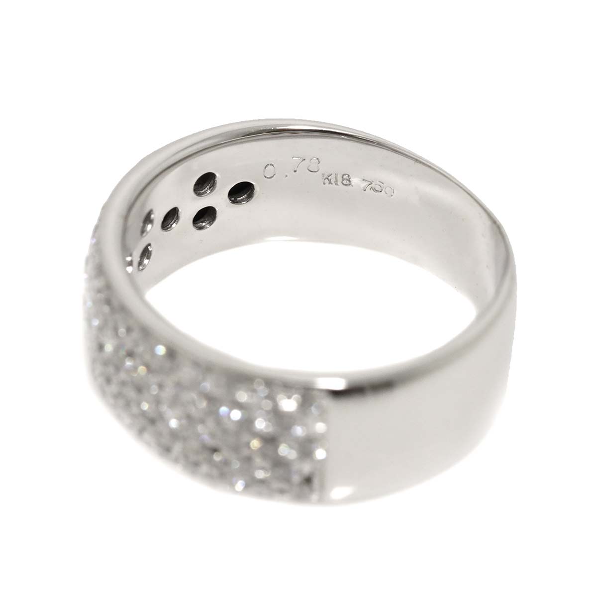 Diamond 0.78ct Ring 18K K18 WG White Gold size6.75(US)