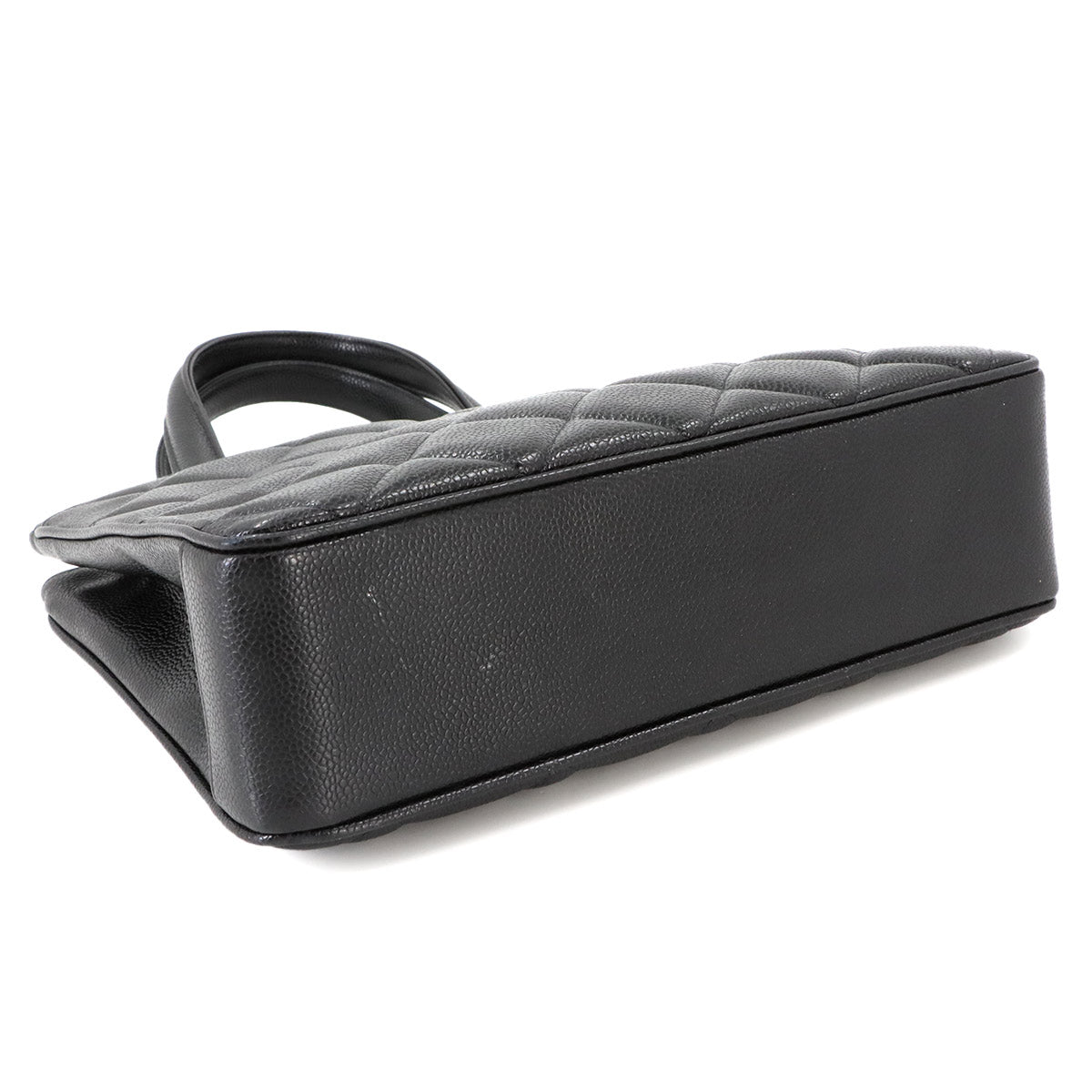 Matelasse Hand Bag Leather Black Vintage Purse