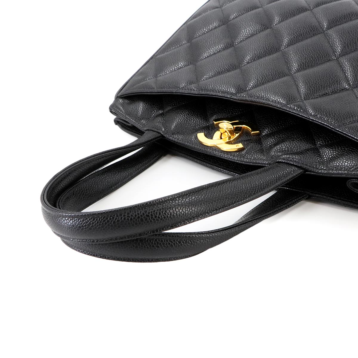 Matelasse Hand Bag Leather Black Vintage Purse