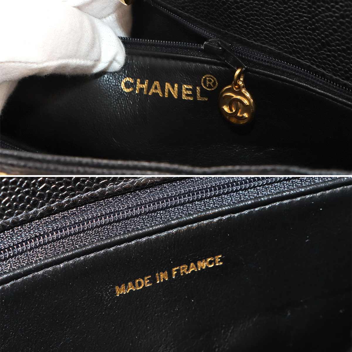 Matelasse Hand Bag Leather Black Vintage Purse