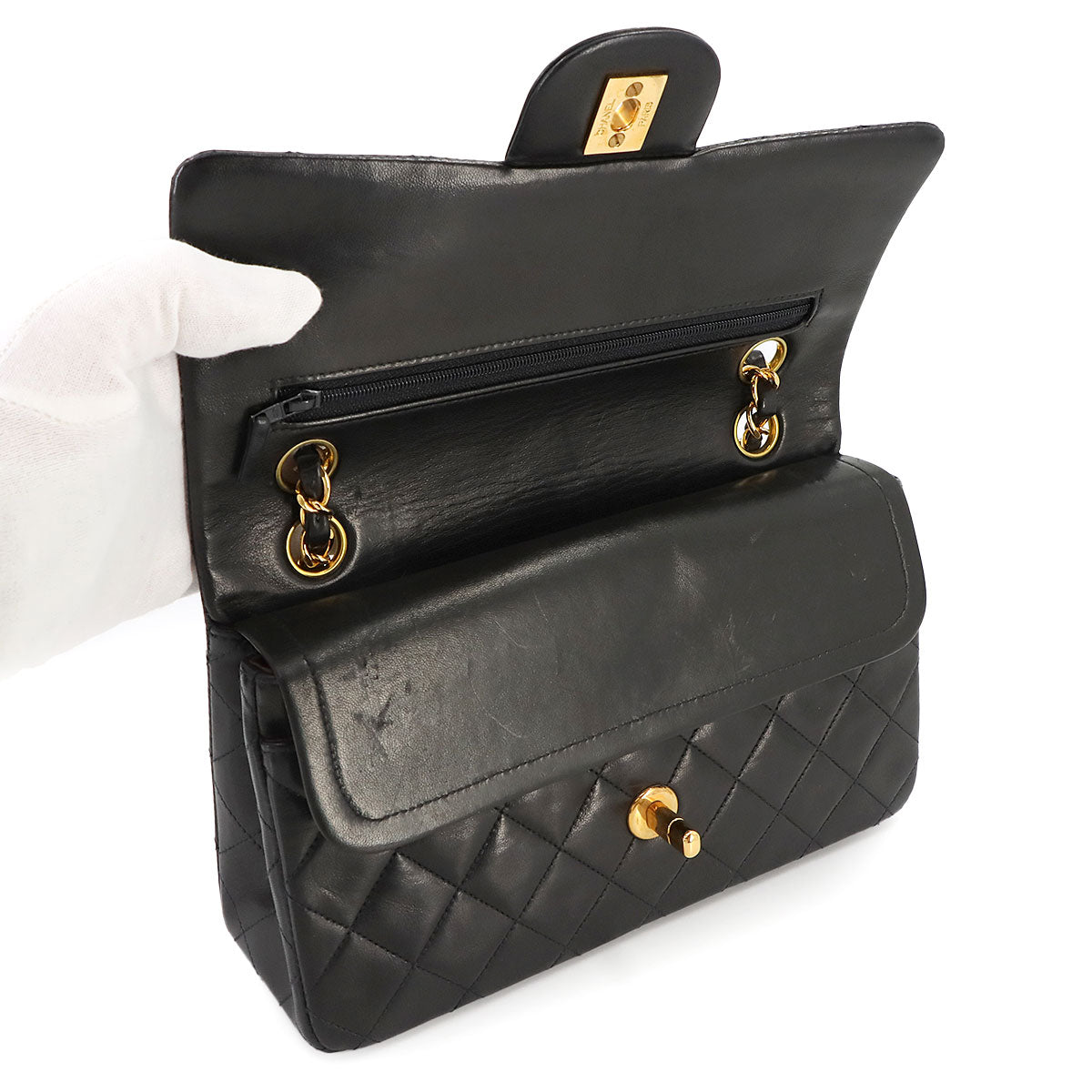 Matelasse 23 Chain Shoulder Bag Leather Black A01113 Vintage