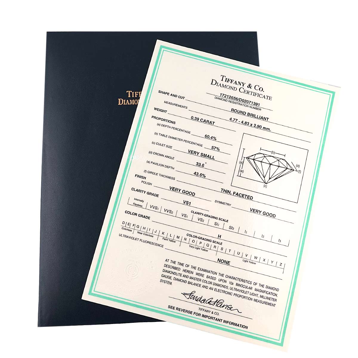 Diamond 0.39ct H/VS1 Ring Platinum Size3.25-3.75(US)