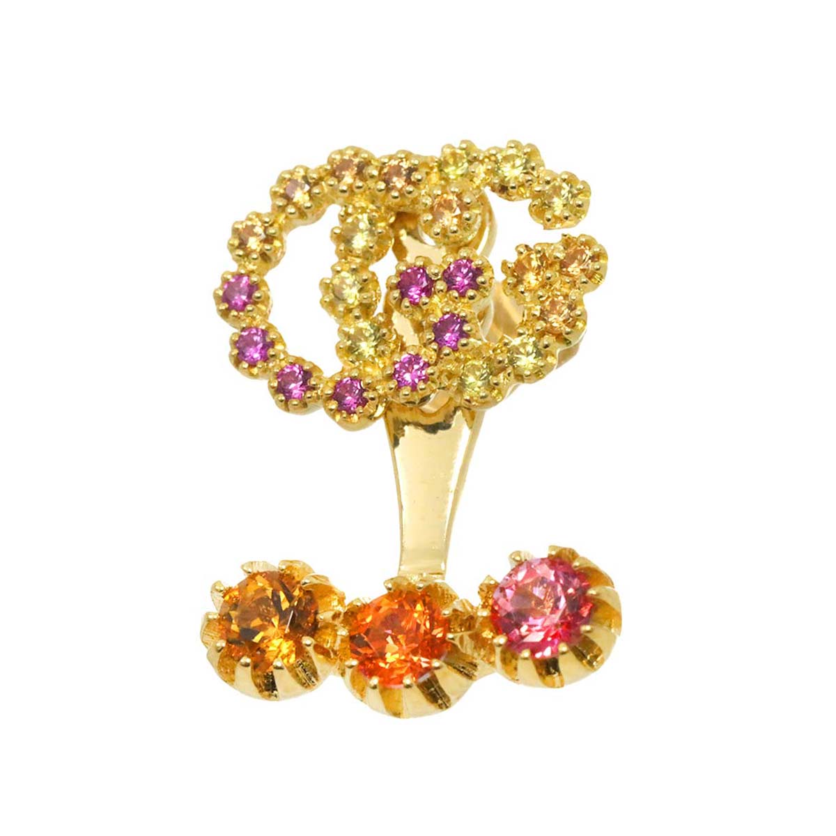 GG Logo Sapphire Earring Pierced 18K YG One Piece only