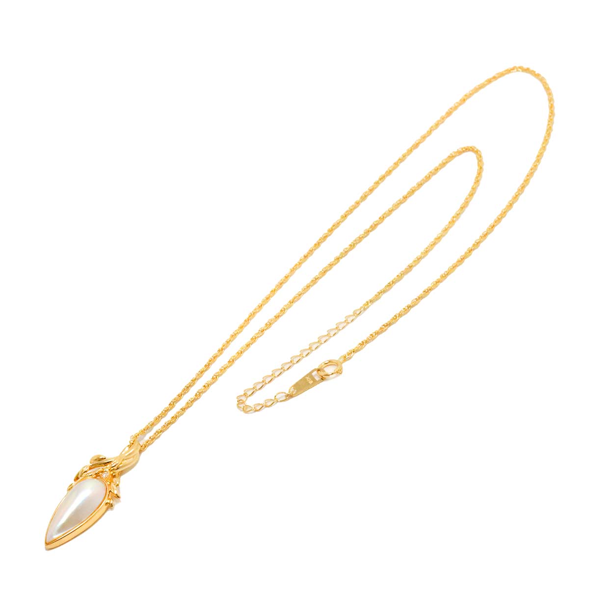 Mabe Pearl Diamond 0.01ct Necklace 18K Yellow Gold 750