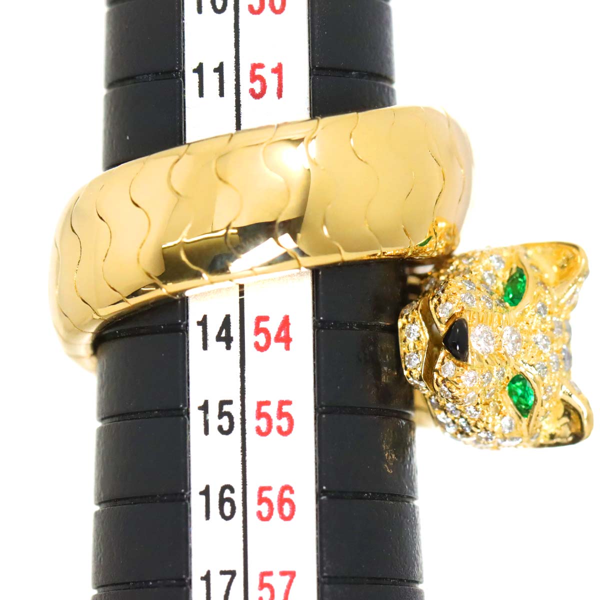 Pantel Diamond Emerald Onyx Ring 18K YG 750 size52 6(US)