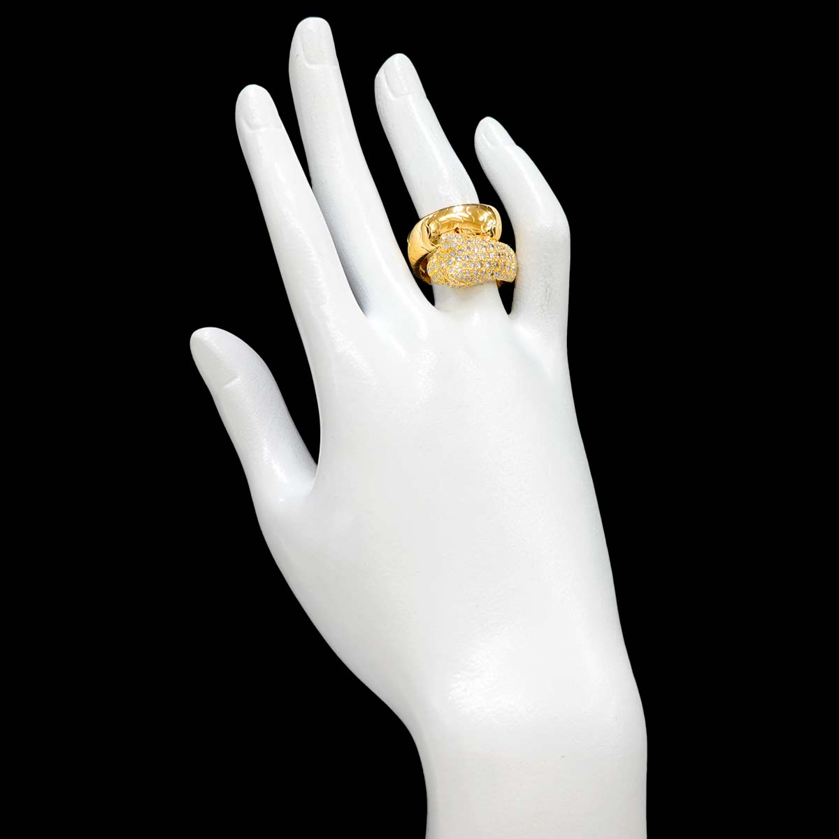 Pantel Diamond Emerald Onyx Ring 18K YG 750 size52 6(US)