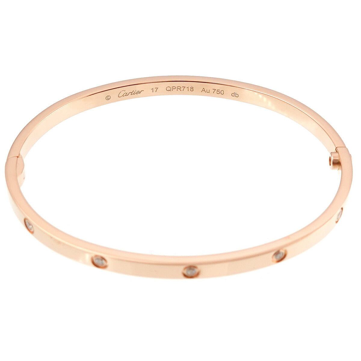 Love Bracelet SM Full Diamond 10P Bangle 18K PG 750 Size17