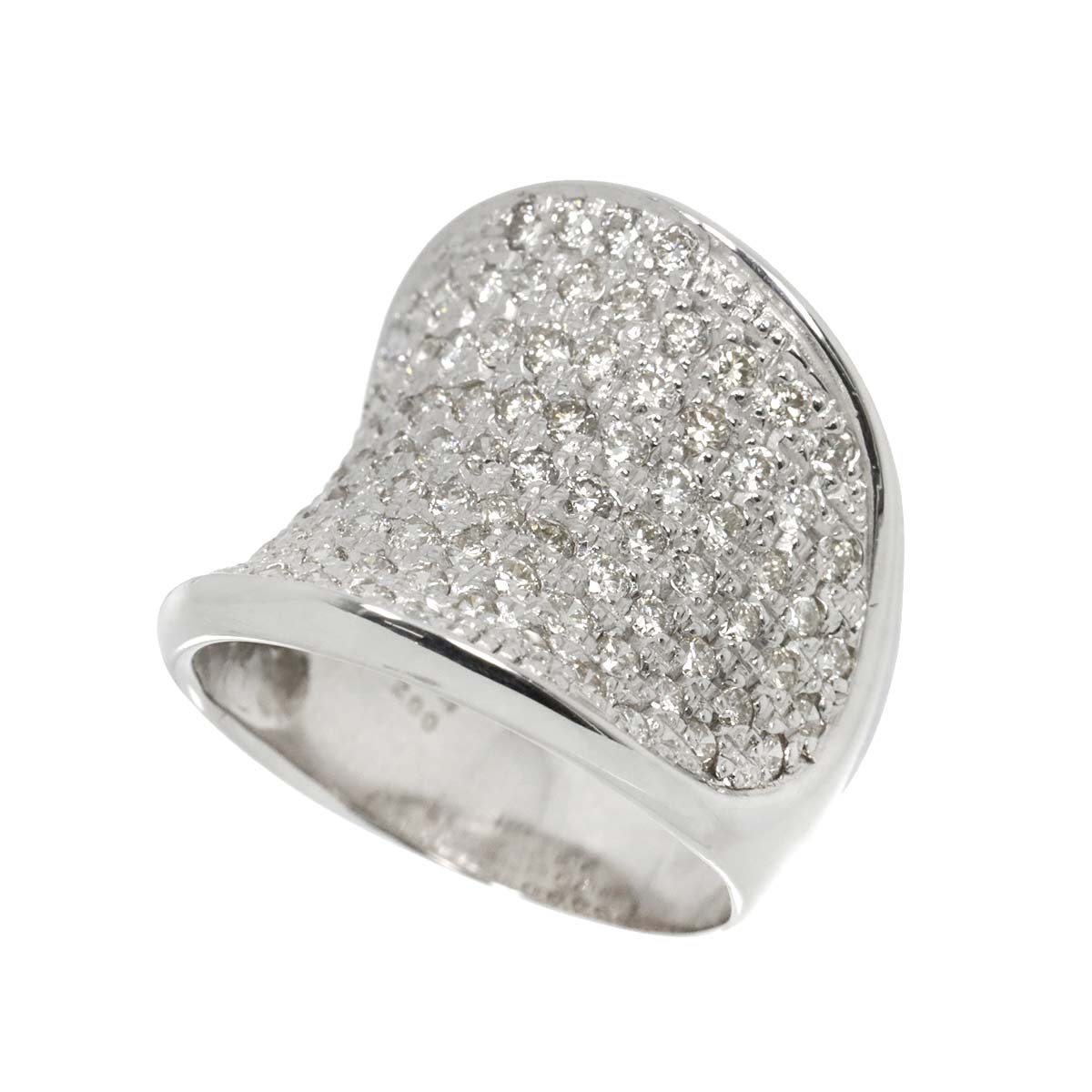 Diamond 2.00ct Ring 18K K18 WG White Gold size6.75-7.25(US)