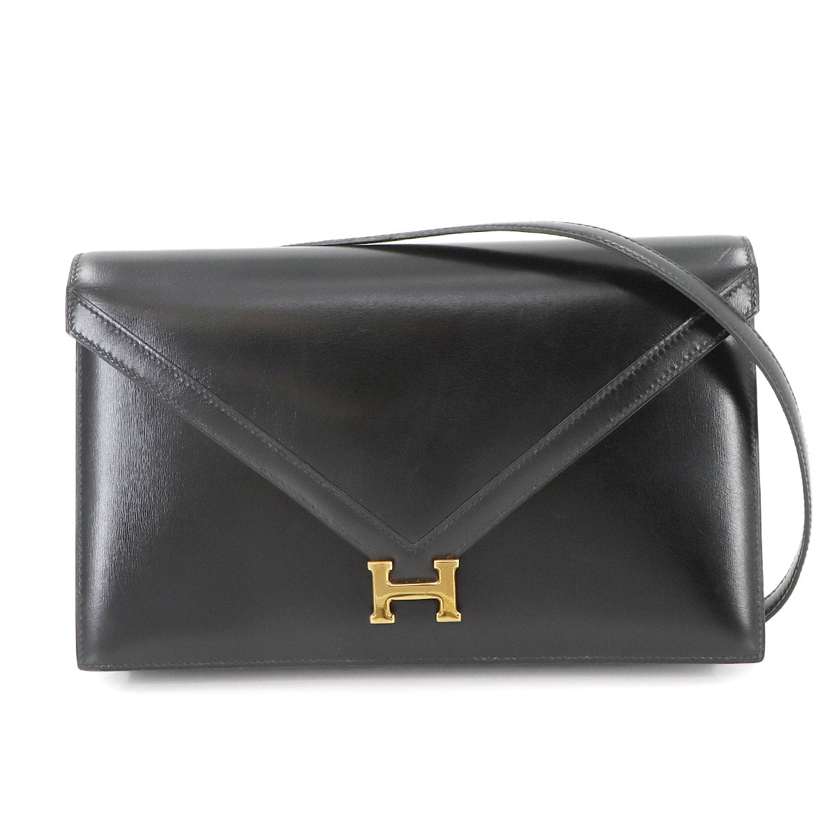 Lydie 2way Shoulder Clutch Bag Box Calf Leather Black Purse 90275003