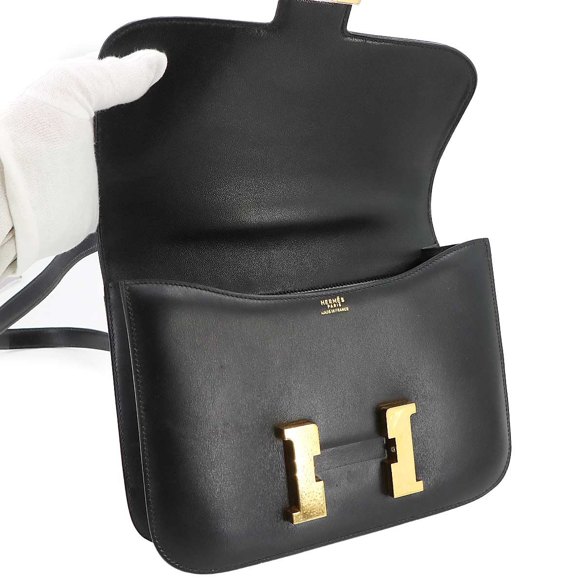 Constance 23 Shoulder Bag Box Calf Leather Black Vintage Purse 90275201