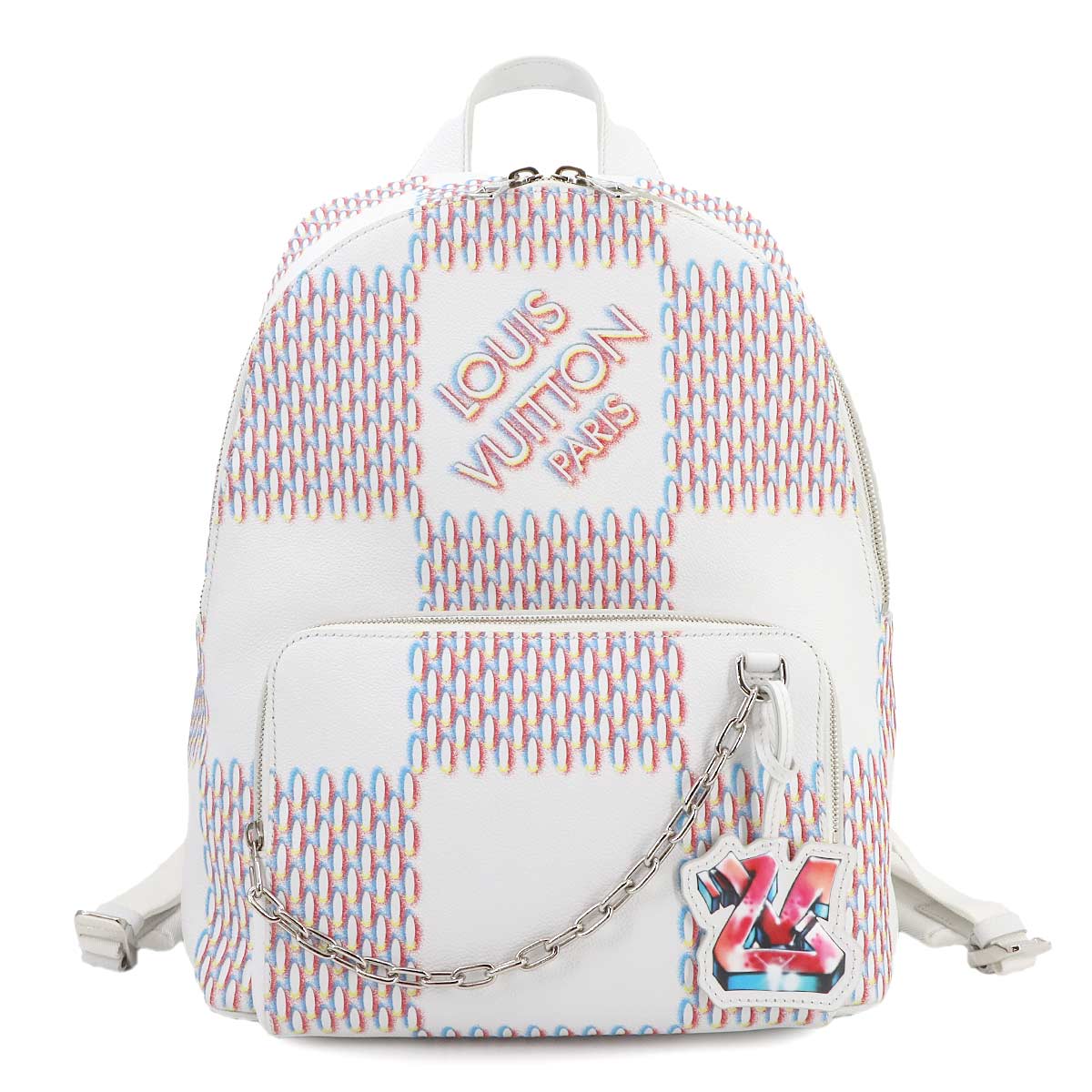 Damier Spray Racer Backpack Leather White M20664 RFID