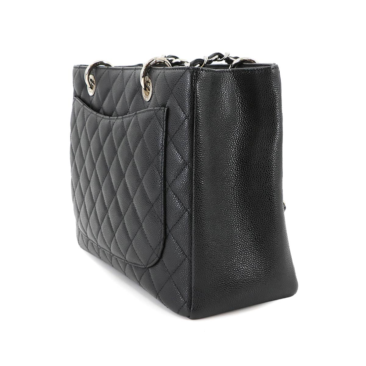 Matelasse Grand Shopping Tote Bag Caviar Skin Black GST A50995