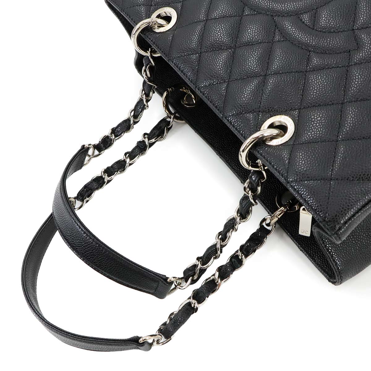 Matelasse Grand Shopping Tote Bag Caviar Skin Black GST A50995