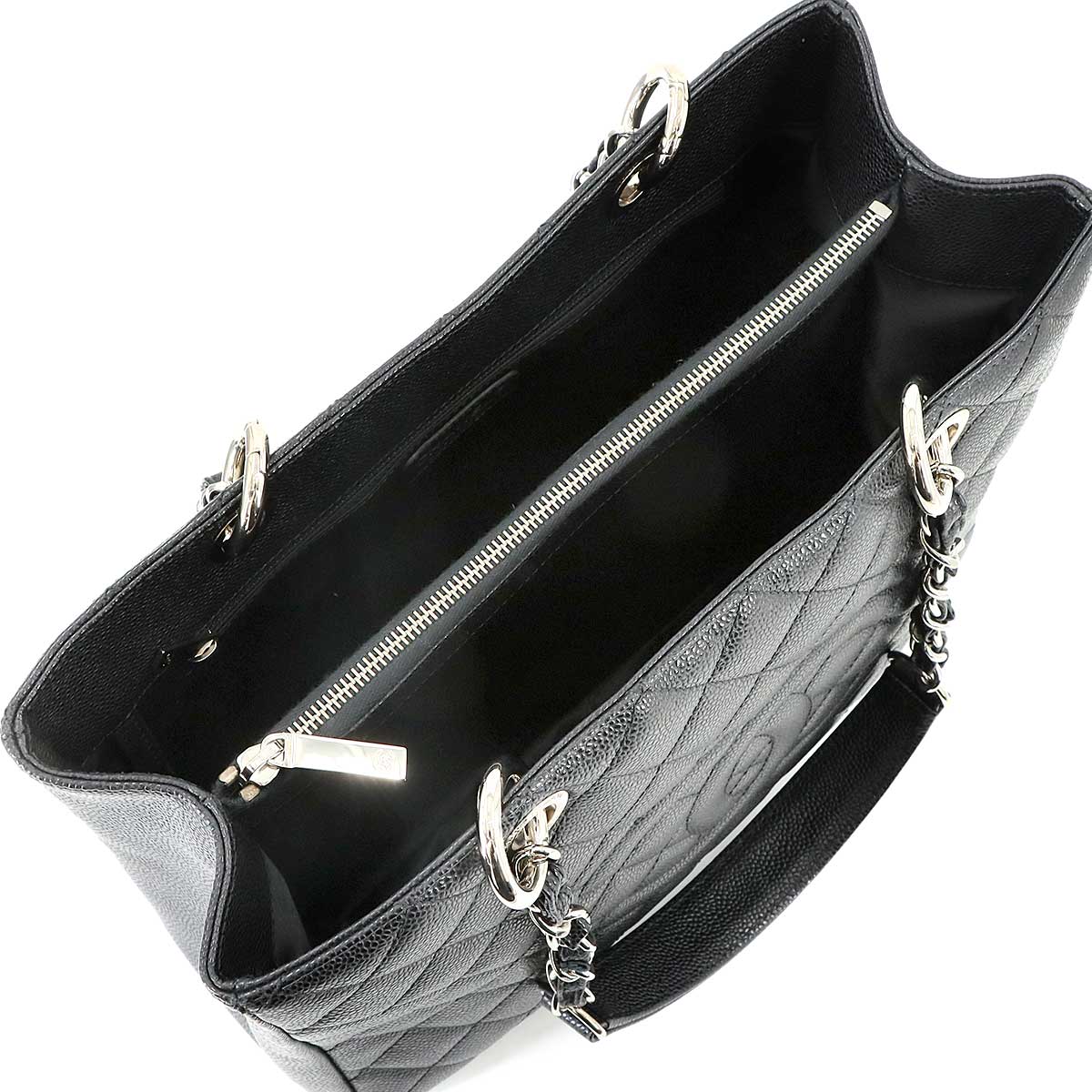 Matelasse Grand Shopping Tote Bag Caviar Skin Black GST A50995