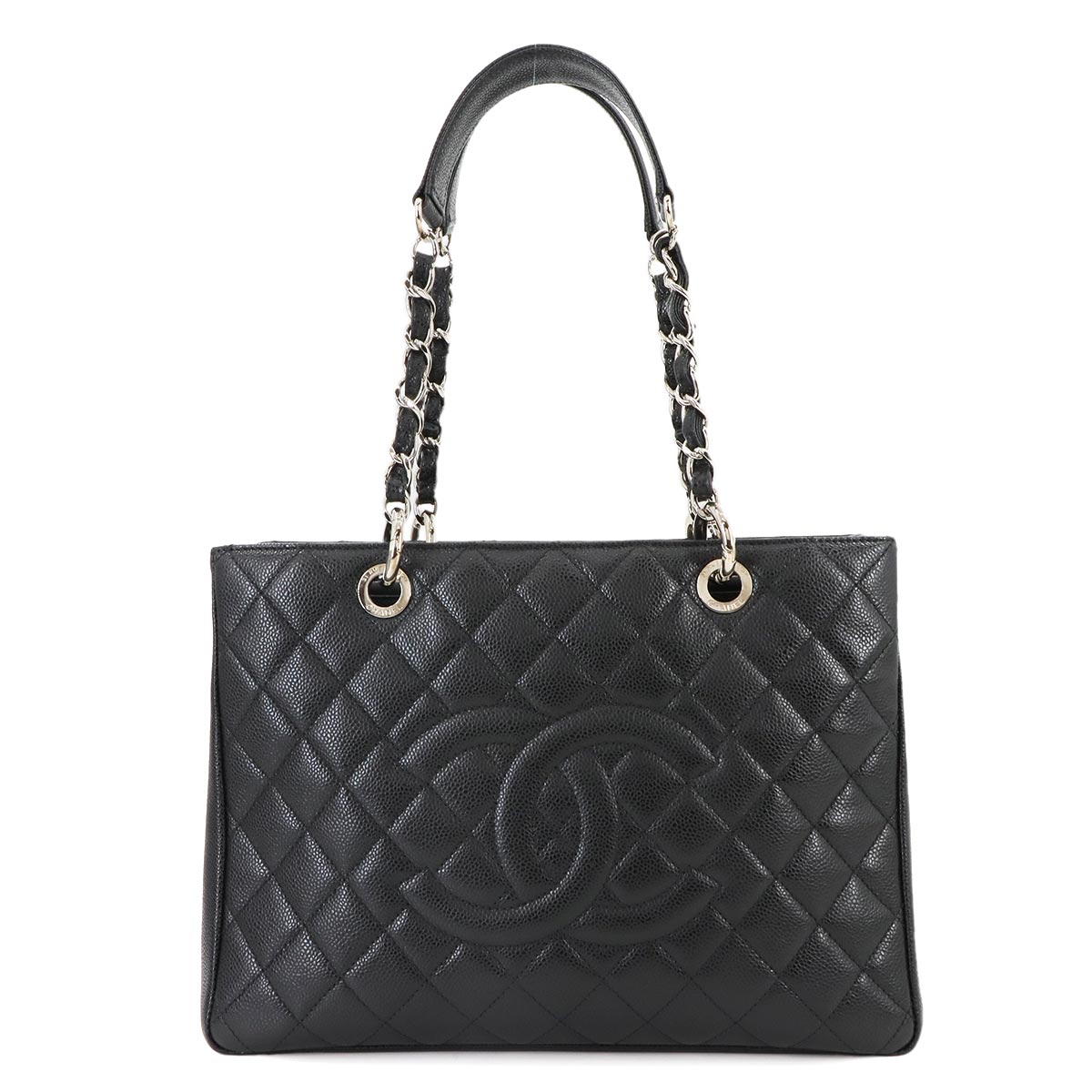 Matelasse Grand Shopping Tote Bag Caviar Skin Black GST A50995