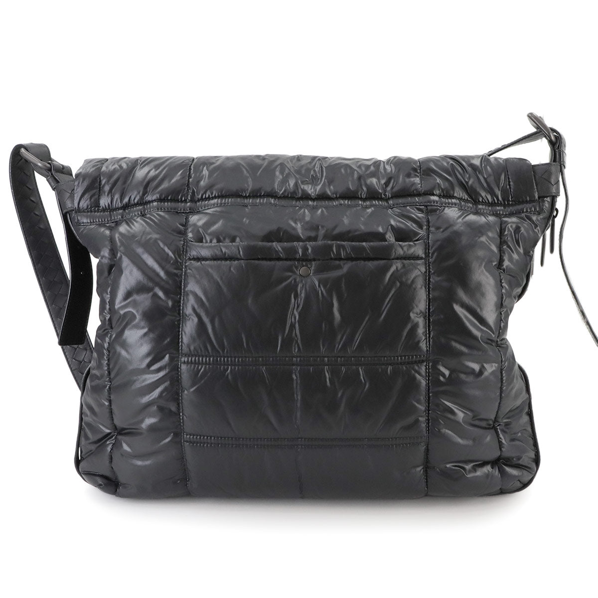 Shoulder Bag Jacquard Nylon Leather Black Purse